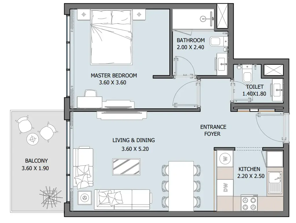 1 bedroom Apartments floor plan at Oceana