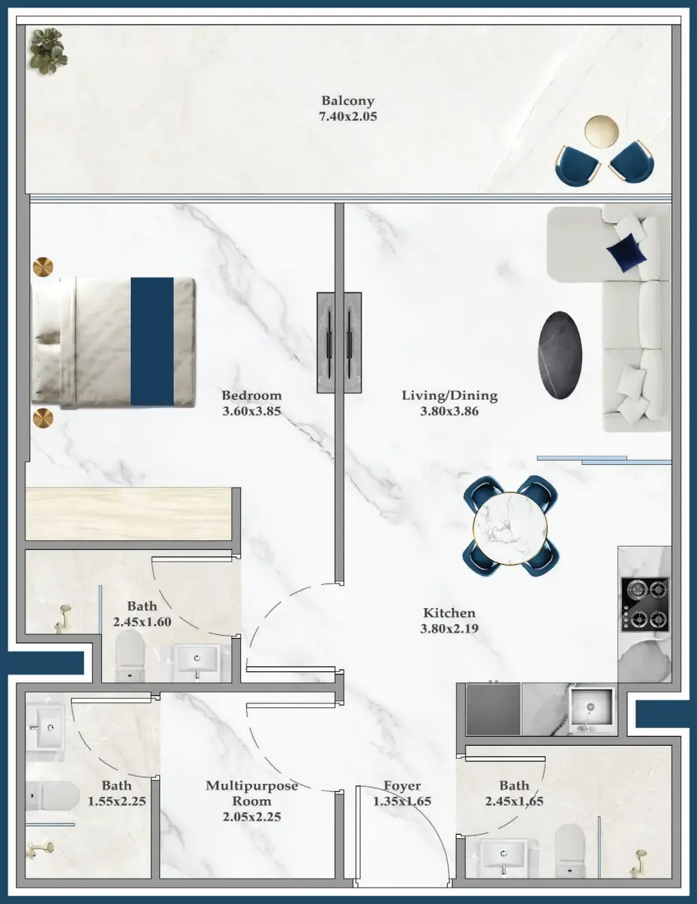 1 bedroom Apartments floor plan at Serenz
