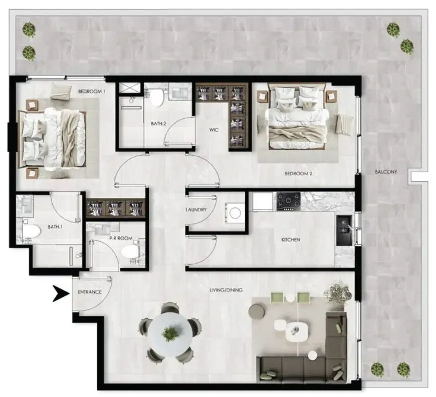 2 bedroom Apartments floor plan at The Willows Residences