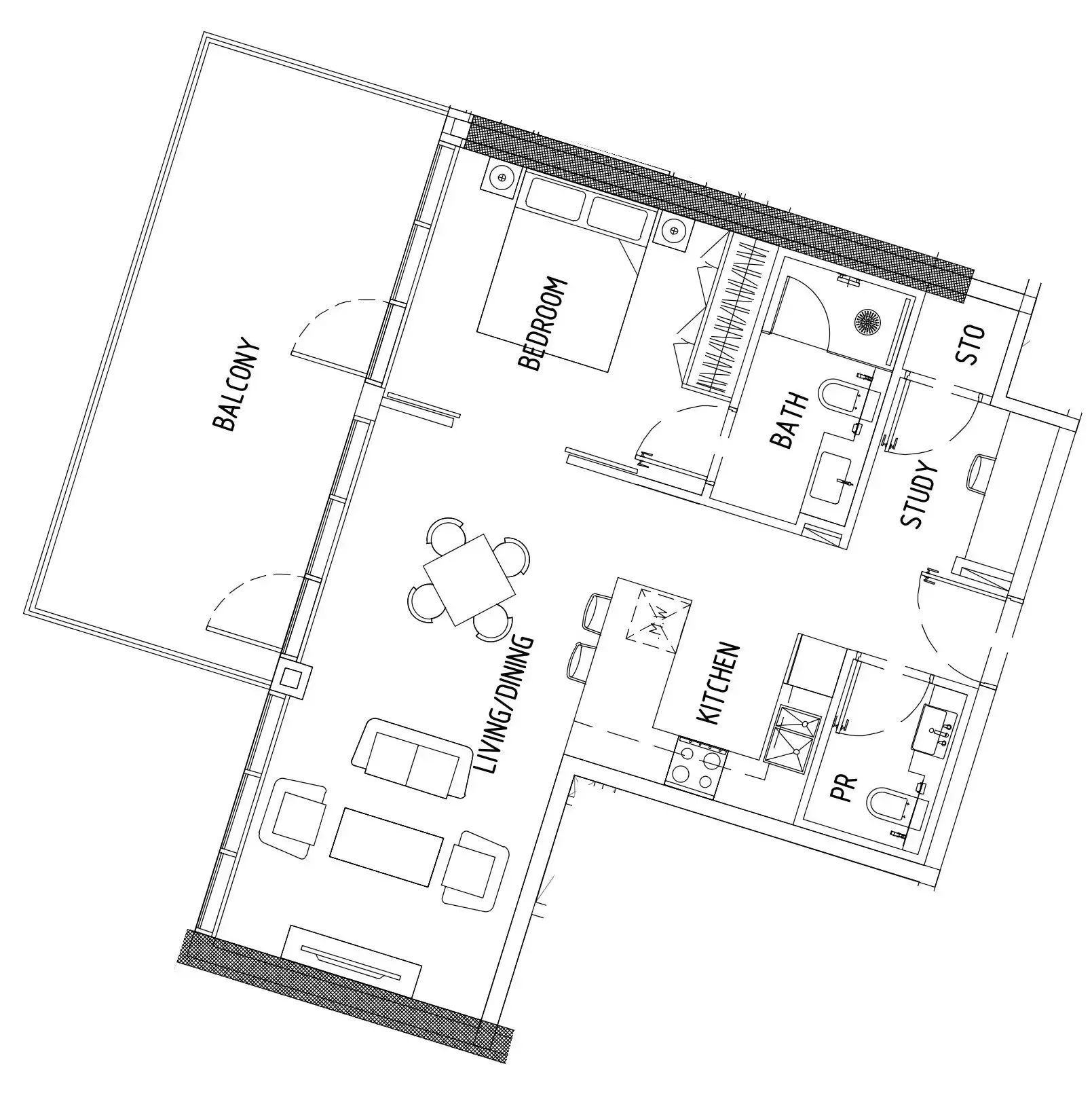 1 bedroom Apartments floor plan at Damac District