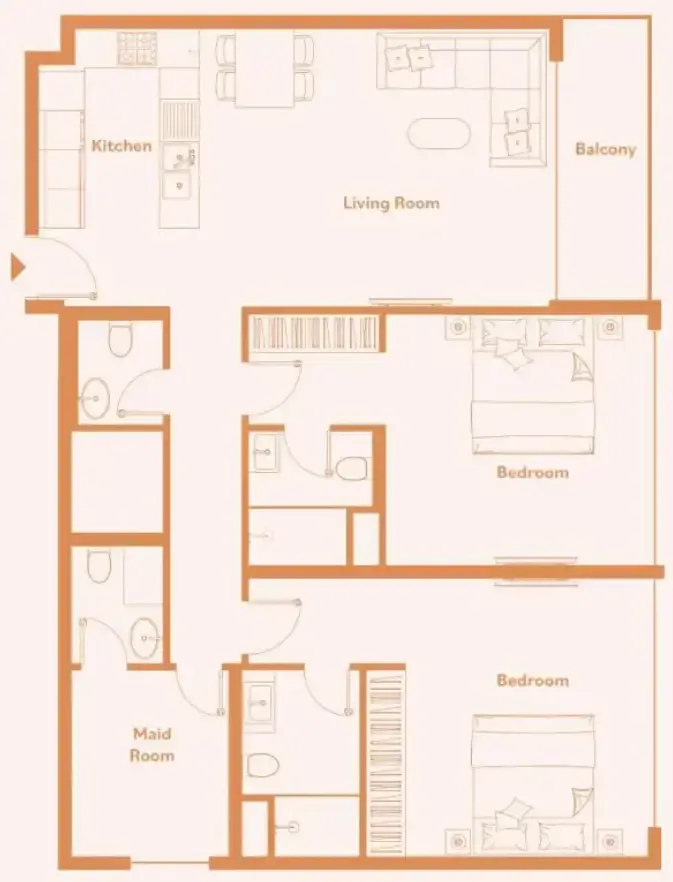 2 bedroom Apartments floor plan at Luma Park Views
