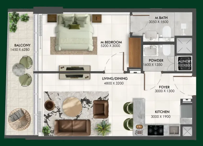 1 bedroom Apartments floor plan at Enchante