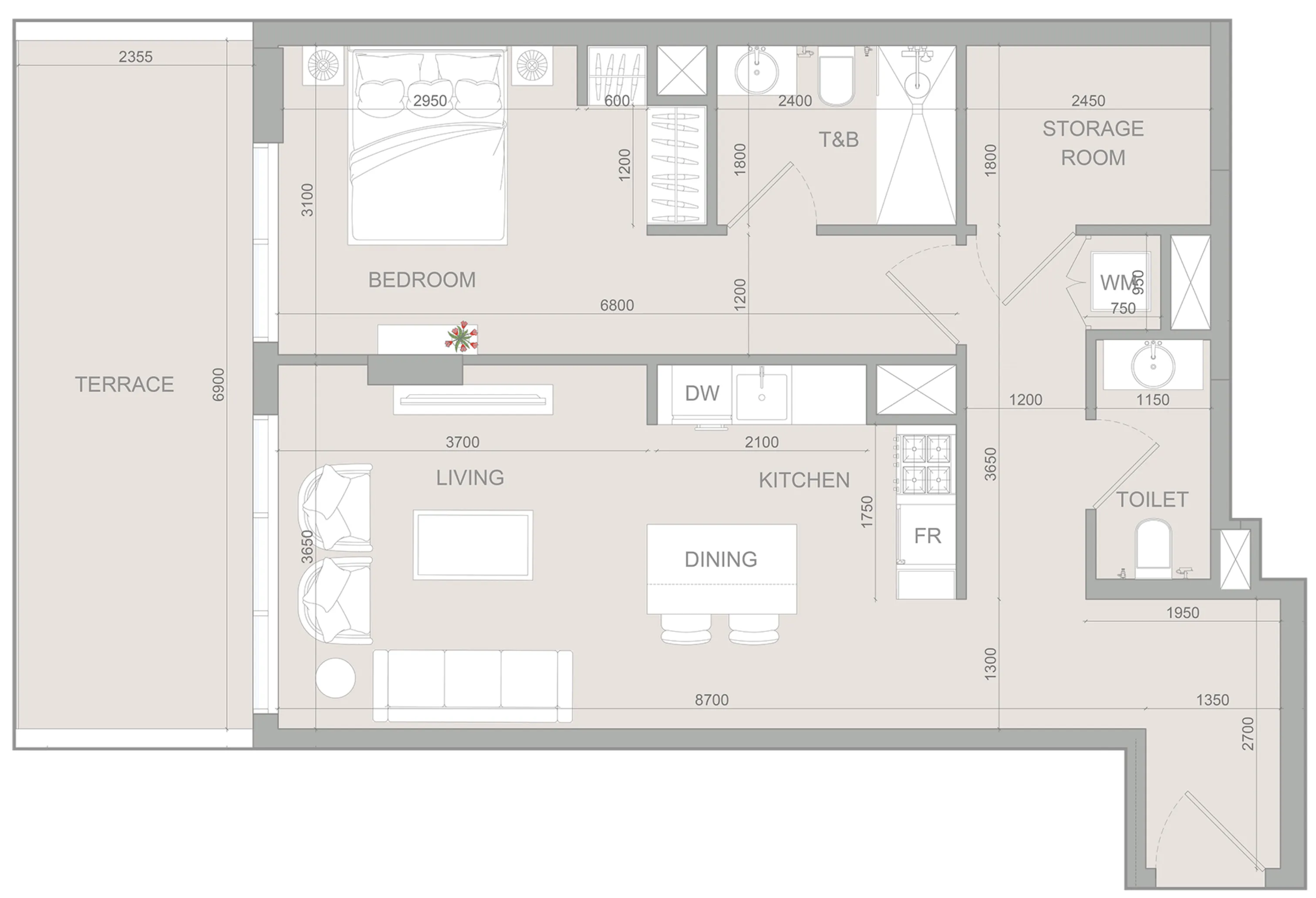 1 bedroom Apartments floor plan at S1LV1ANA Park