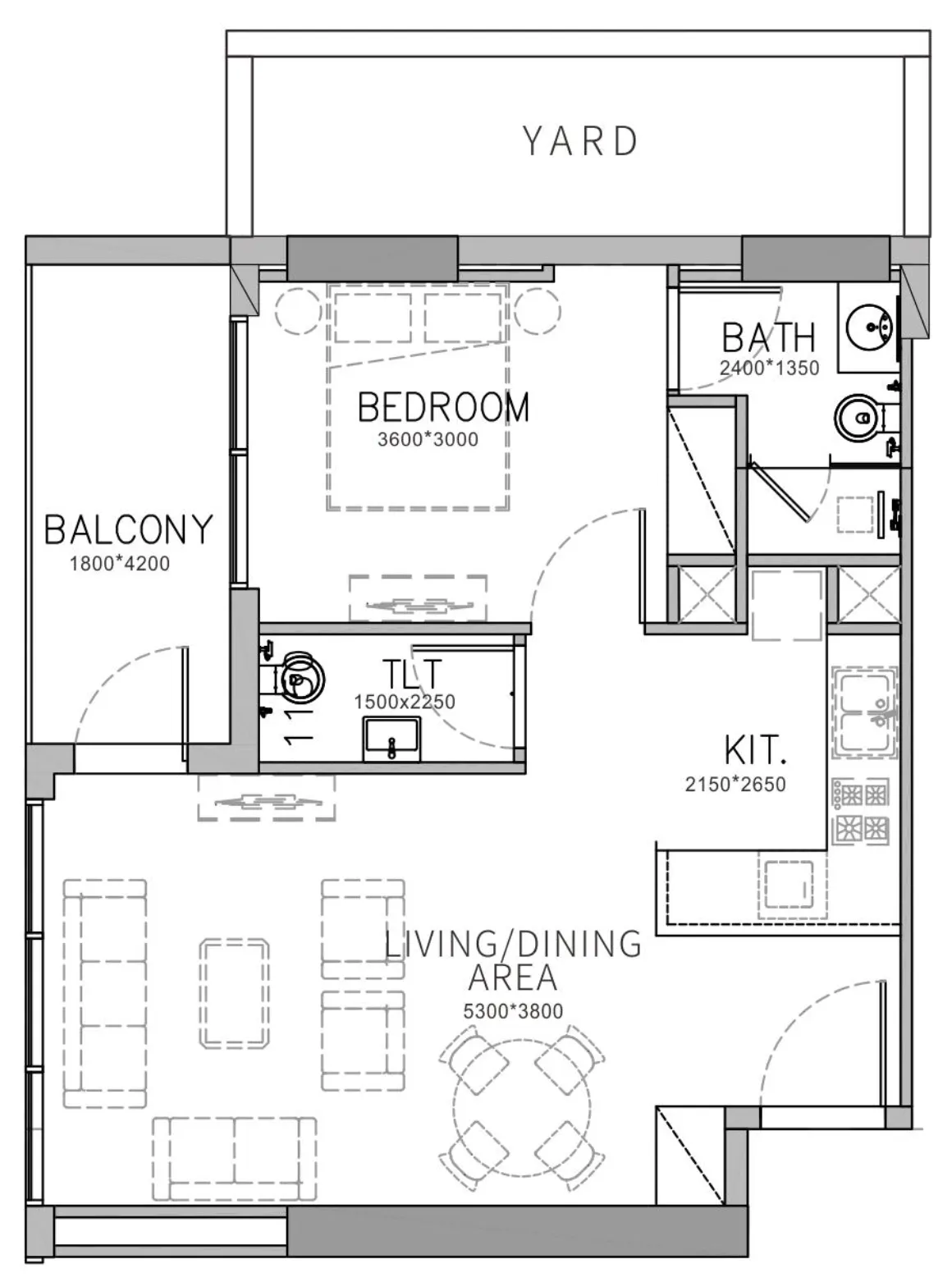 1 bedroom Apartments floor plan at Stamn Yuni