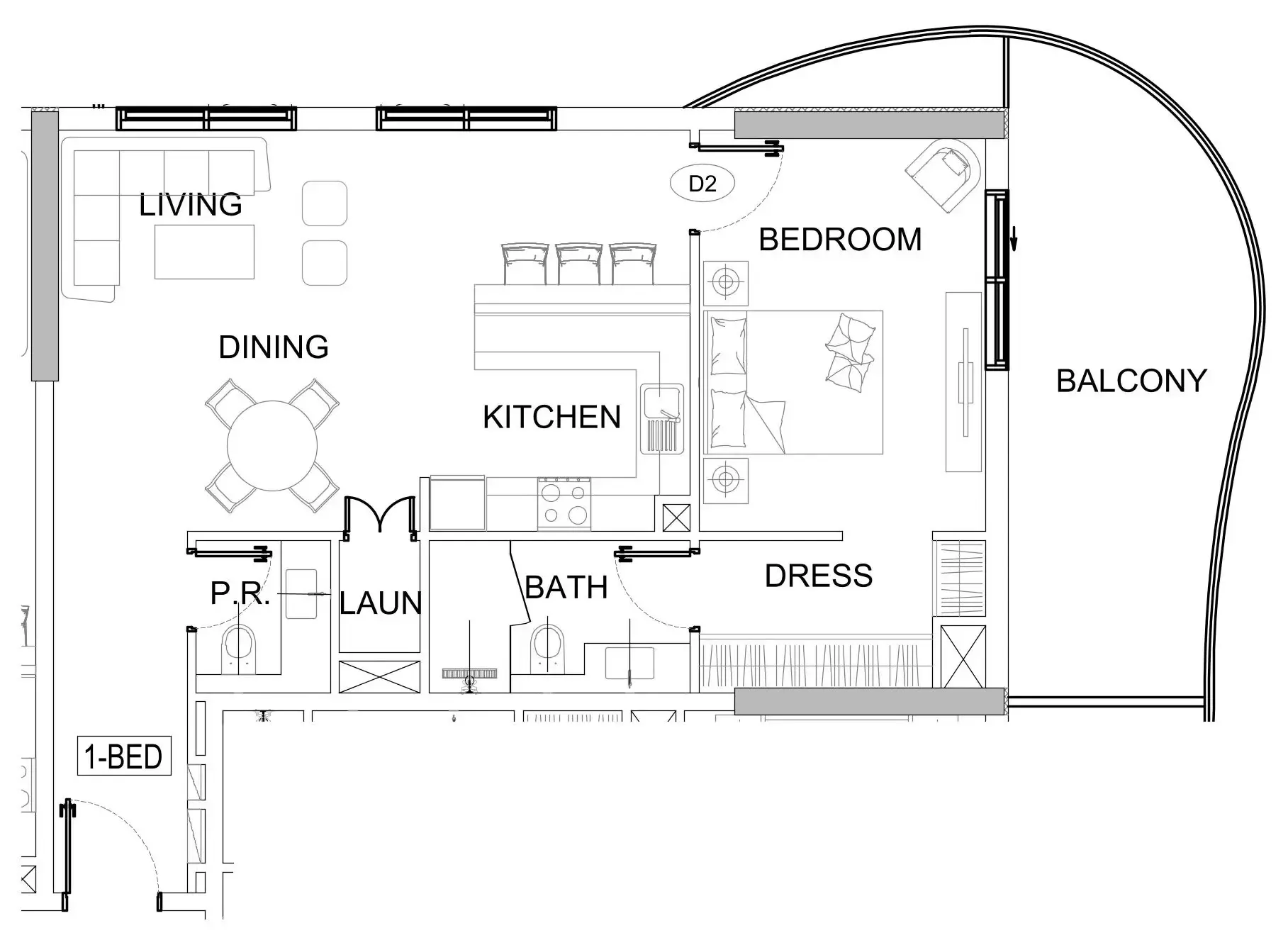 1 bedroom Apartments floor plan at Valencia