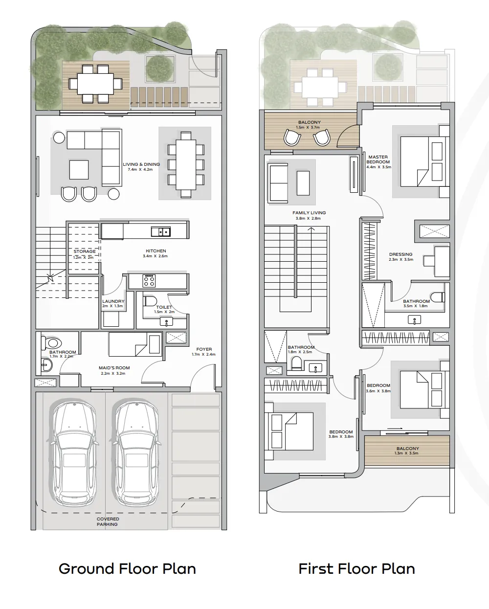 3 bedroom Townhouse floor plan at Khalid Bin Sultan City
