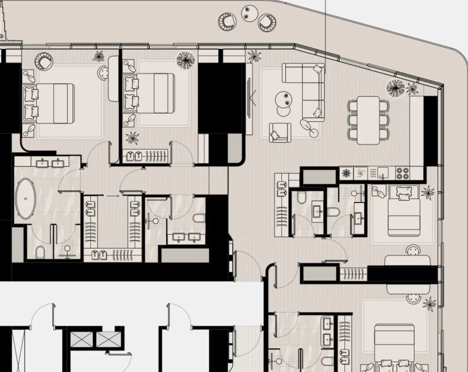4 bedroom Apartments floor plan at Iconic Tower
