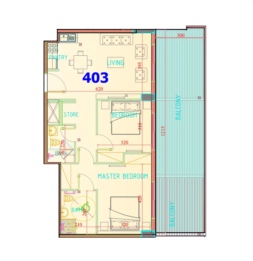 2 bedroom Apartments floor plan at Carmel Residence