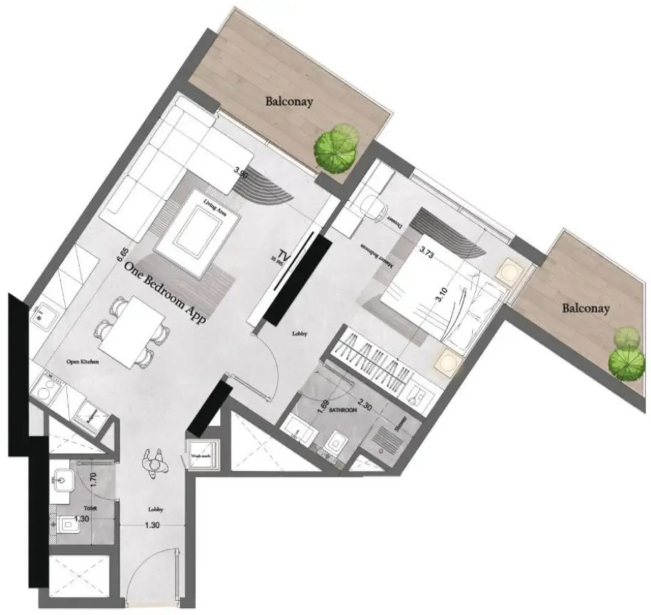 1 bedroom Apartments floor plan at Saray Prime Residence