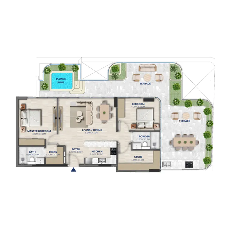 2 bedroom Apartments floor plan at Vedaire Residences