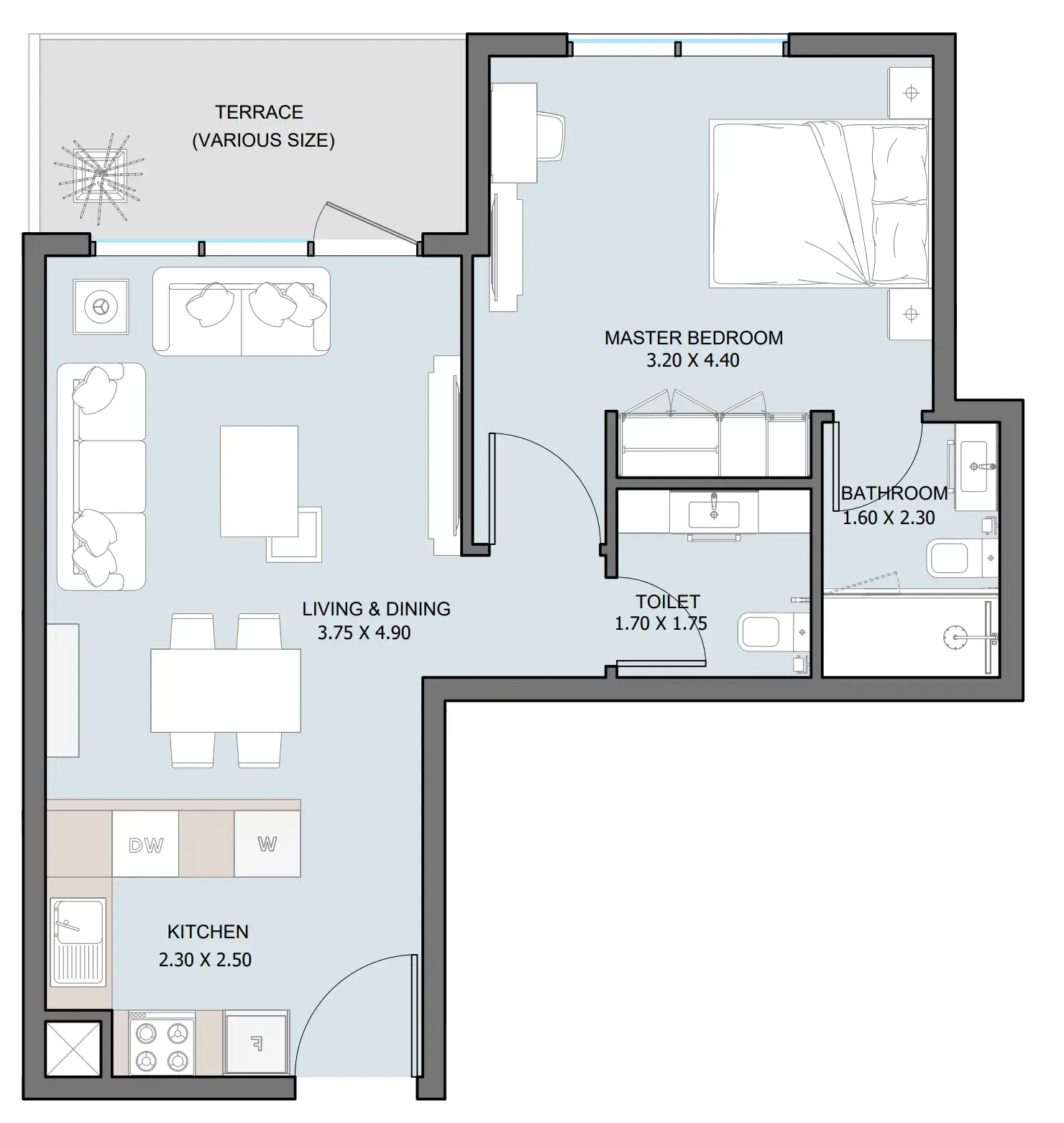 1 bedroom Apartments floor plan at The District