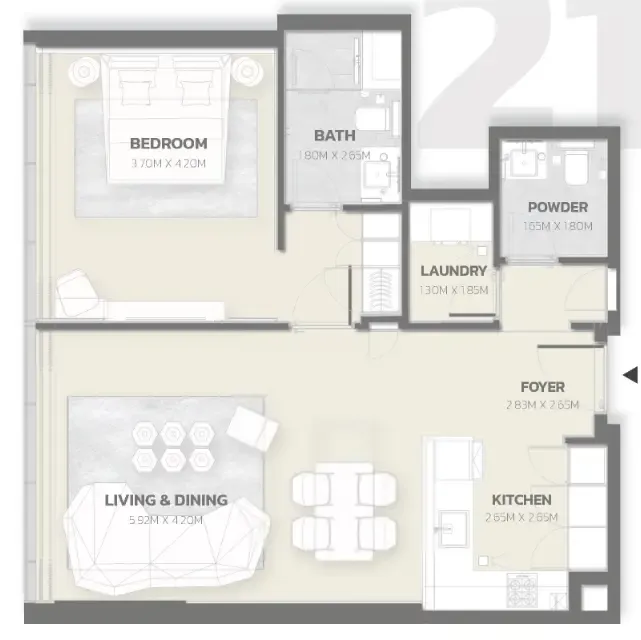 1 bedroom Apartments floor plan at Tonino Lamborghini Residences