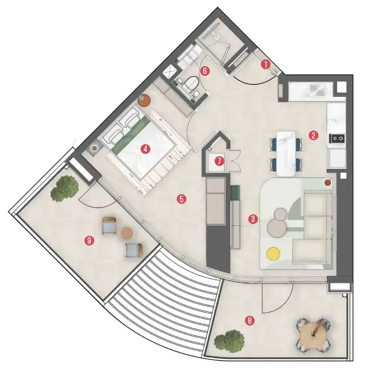 1 bedroom Apartments floor plan at Rove Home Meydan Horizon