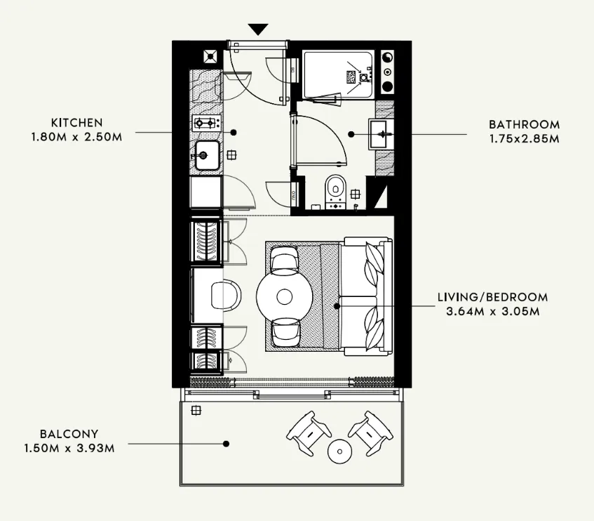 0 bedroom Apartments floor plan at Azizi Raffi