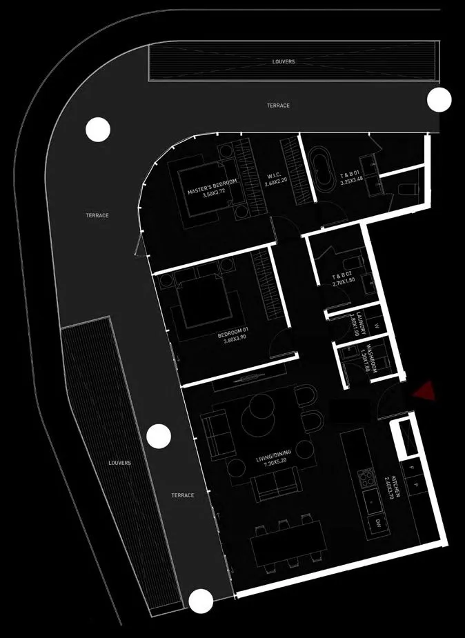 2 bedroom Apartments floor plan at Brabus Island