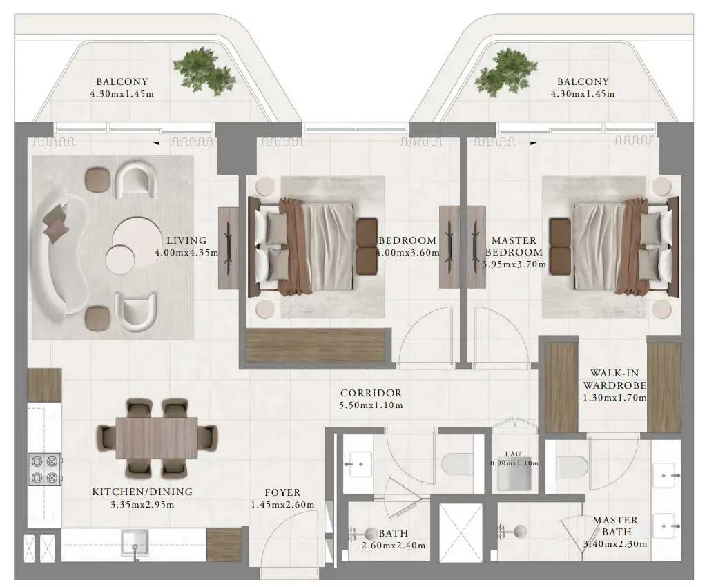 2 bedroom Apartments floor plan at Sera 2