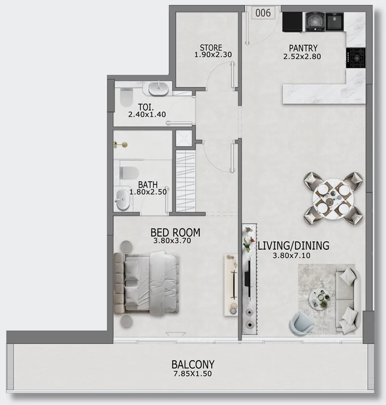 1 bedroom Apartments floor plan at Casa Altia