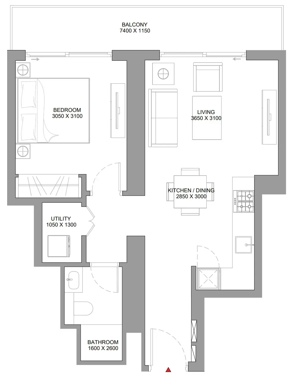 1 bedroom Apartments floor plan at The Eden at Sobha Central