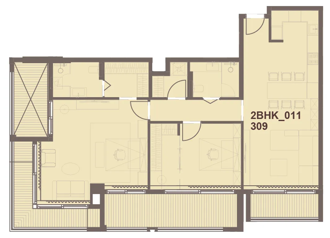 2 bedroom Apartments floor plan at J-Haus Residence