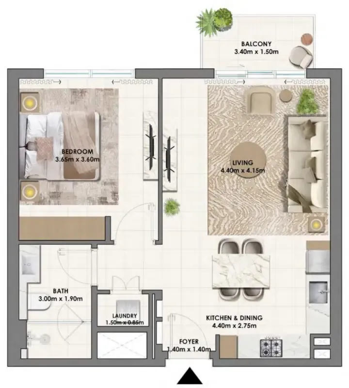 1 bedroom Apartments floor plan at Parkwood Emaar