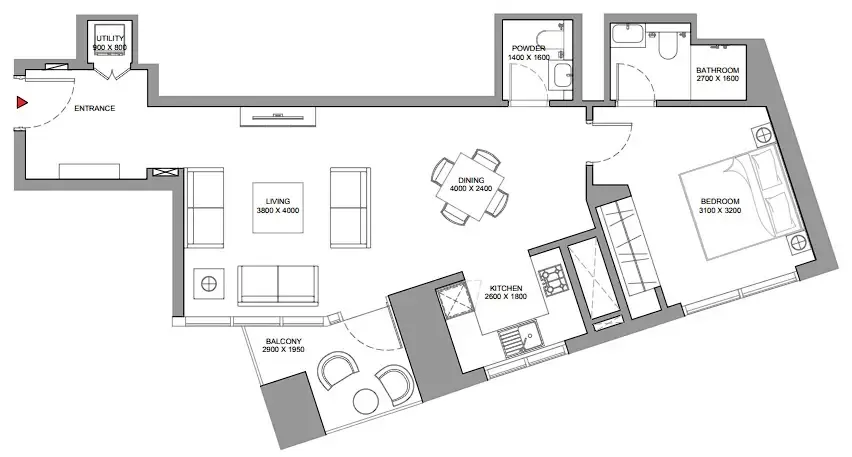 1 bedroom Apartments floor plan at Skyscape