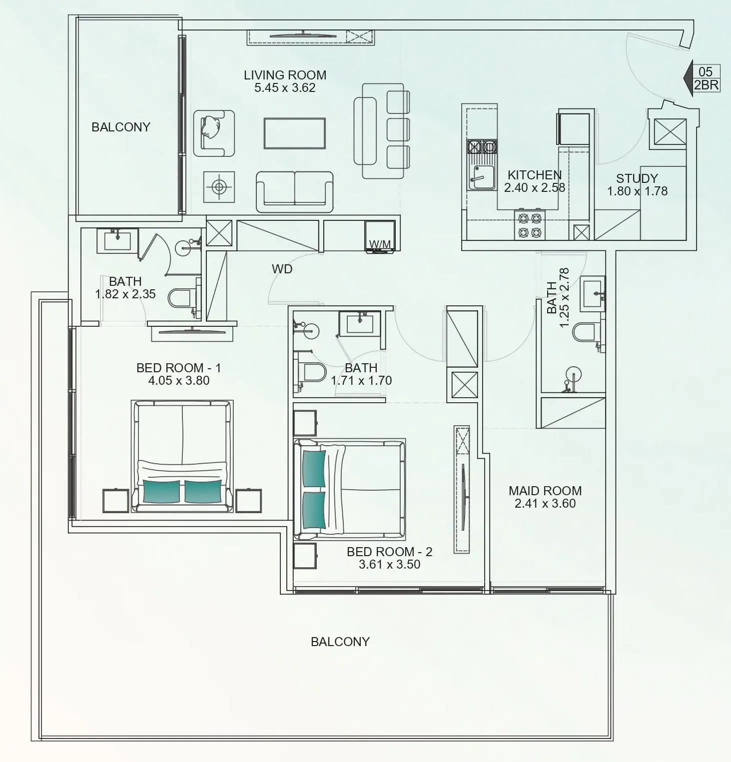 2.5 bedroom Apartments floor plan at Floarea Breeze