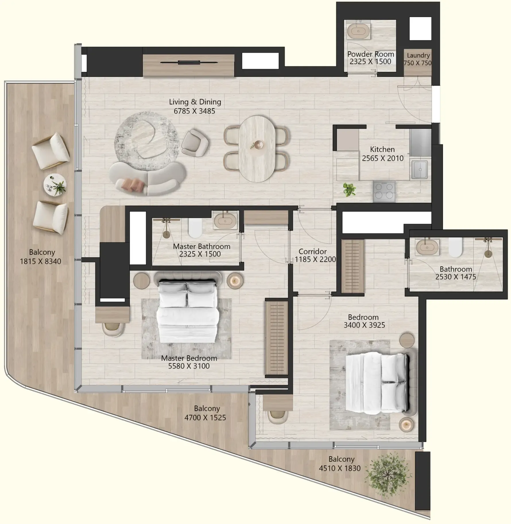 2 bedroom Apartments floor plan at Il Vento