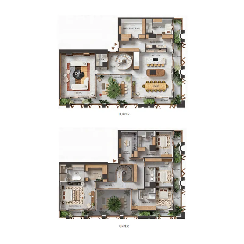 4 bedroom Duplex floor plan at Elire Managed by LUX