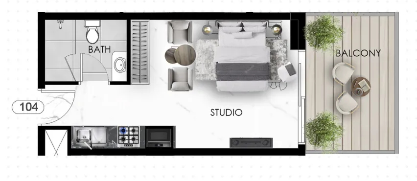 0 bedroom Apartments floor plan at The Eighty Three