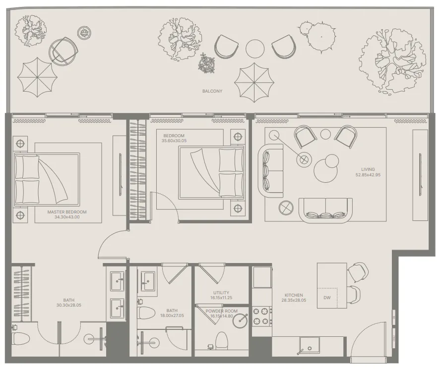 2 bedroom Apartments floor plan at Bond Enclave