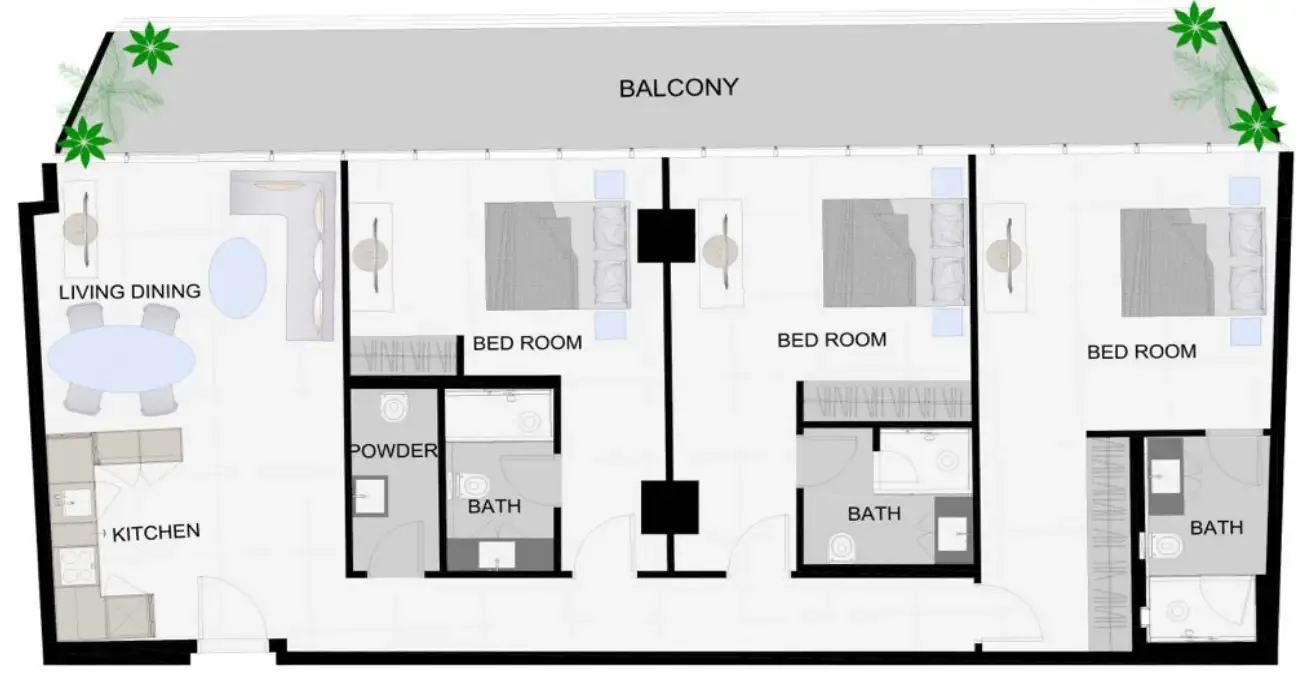3 bedroom Apartments floor plan at The Community Sports Arena