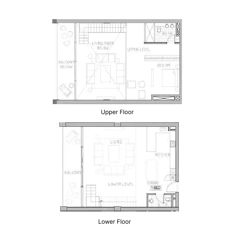 1 bedroom Duplex floor plan at Chic Tower