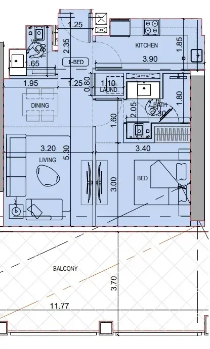 1 bedroom Apartments floor plan at Binghatti Titania