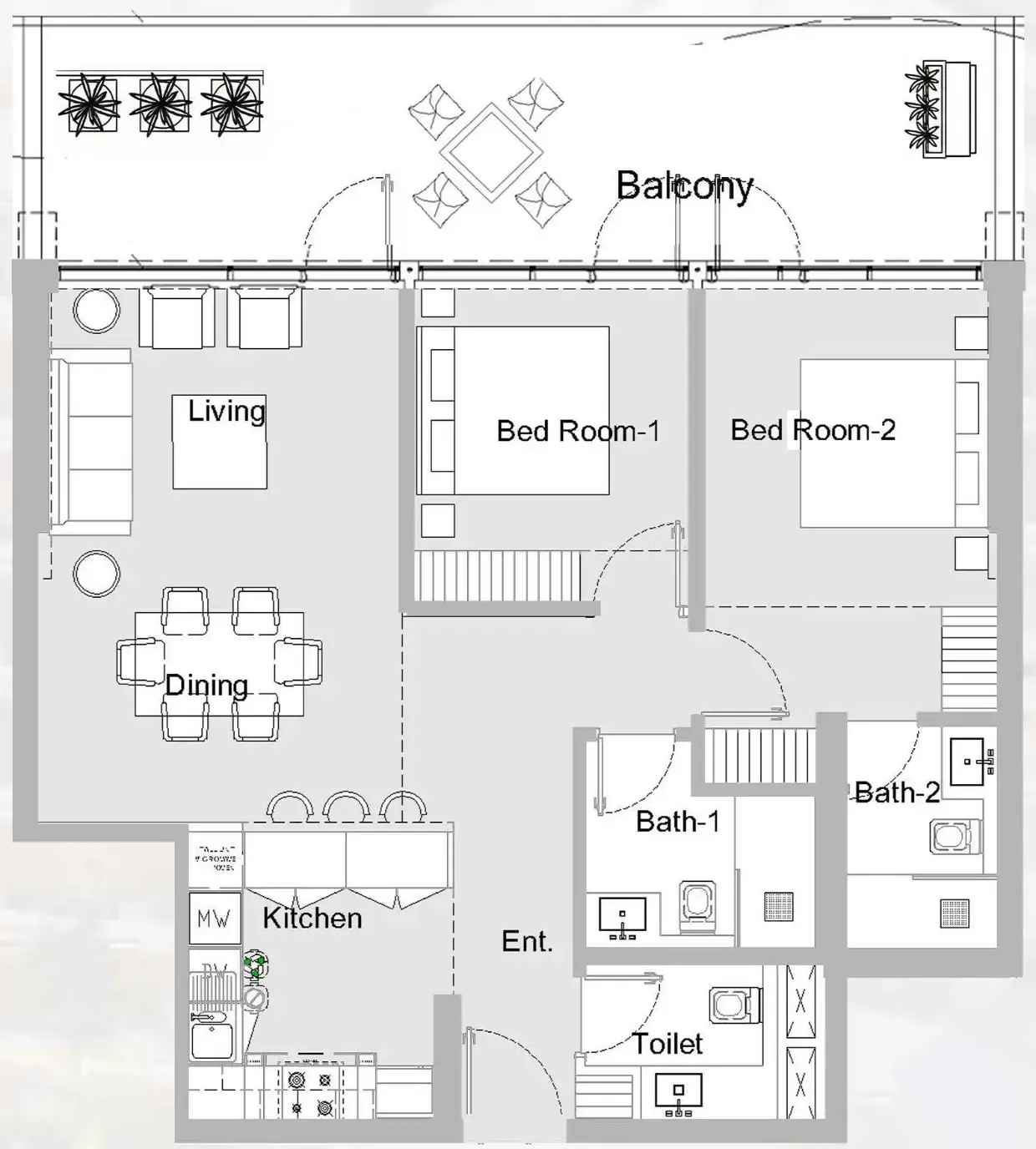 2 bedroom Apartments floor plan at 311 Boulevard