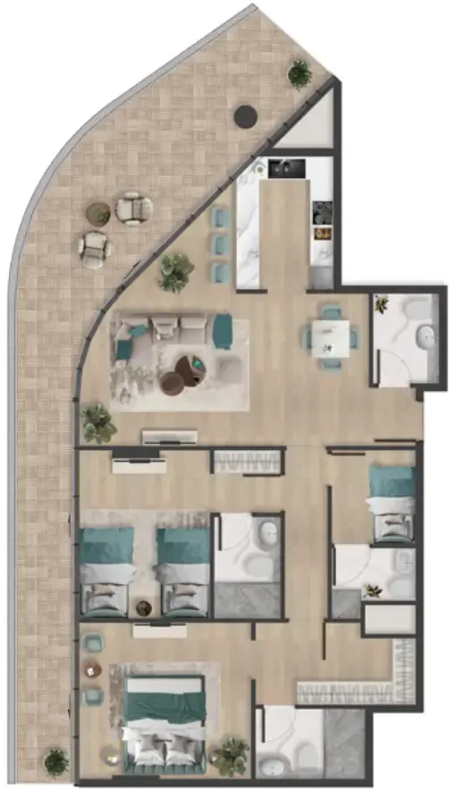 2 bedroom Apartments floor plan at Pelagia