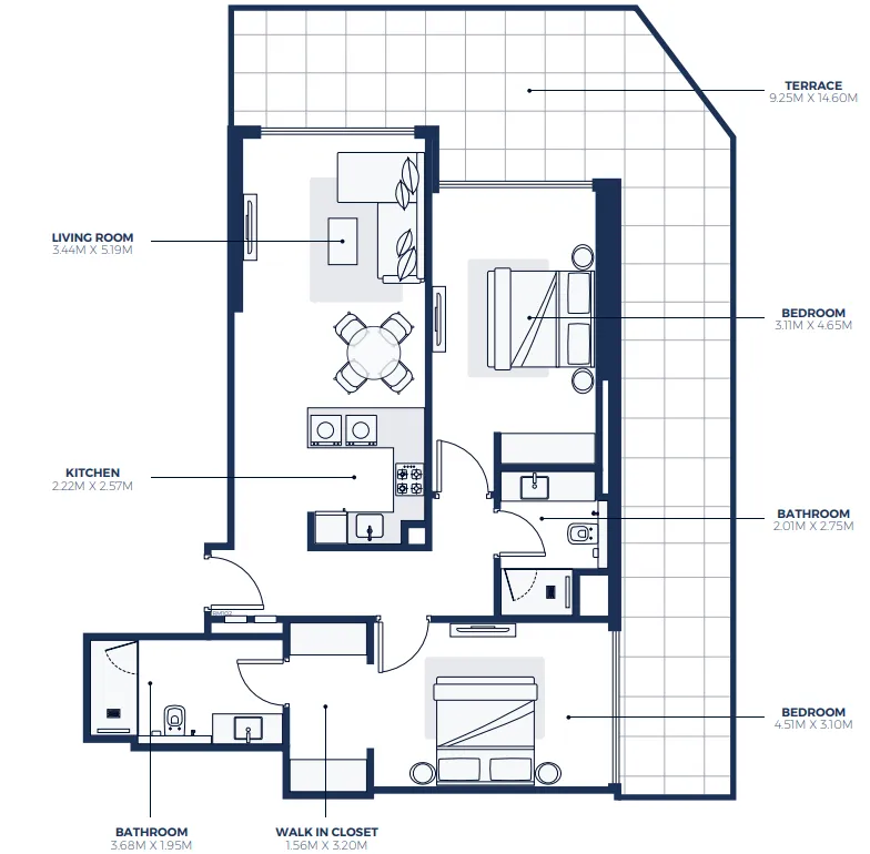 2 bedroom Apartments floor plan at Creek Views 3