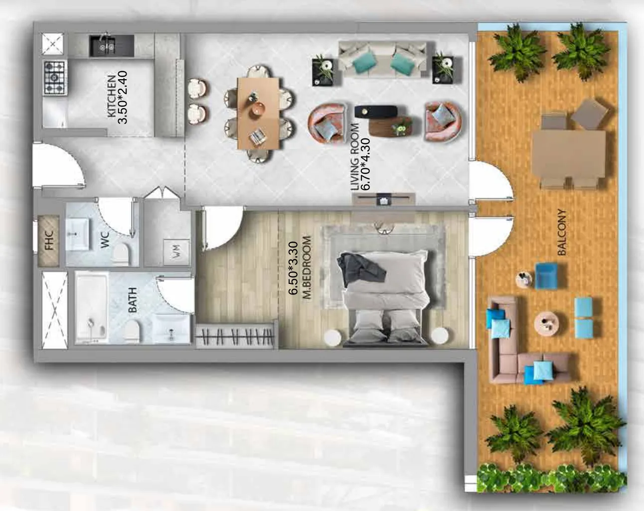 1 bedroom Apartments floor plan at 311 Boulevard
