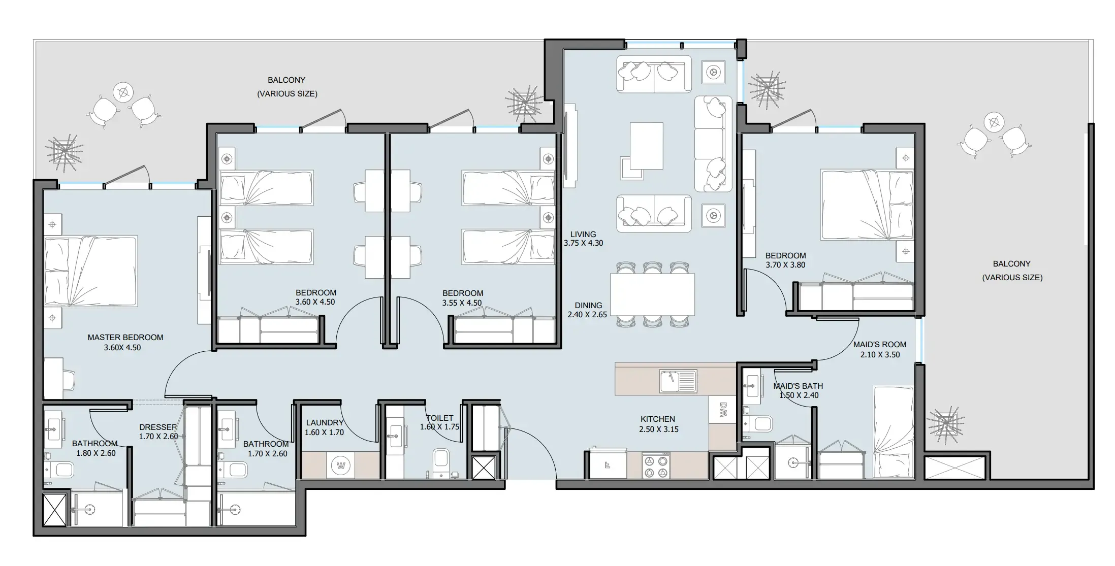4 bedroom Penthouse floor plan at The District