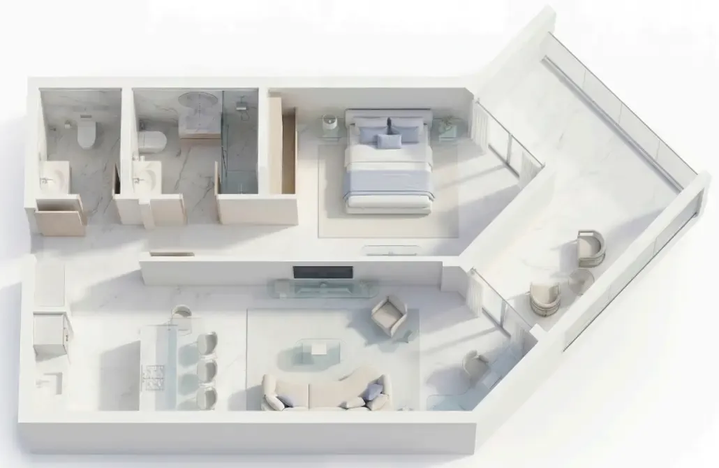 1 bedroom Apartments floor plan at Ice Beach