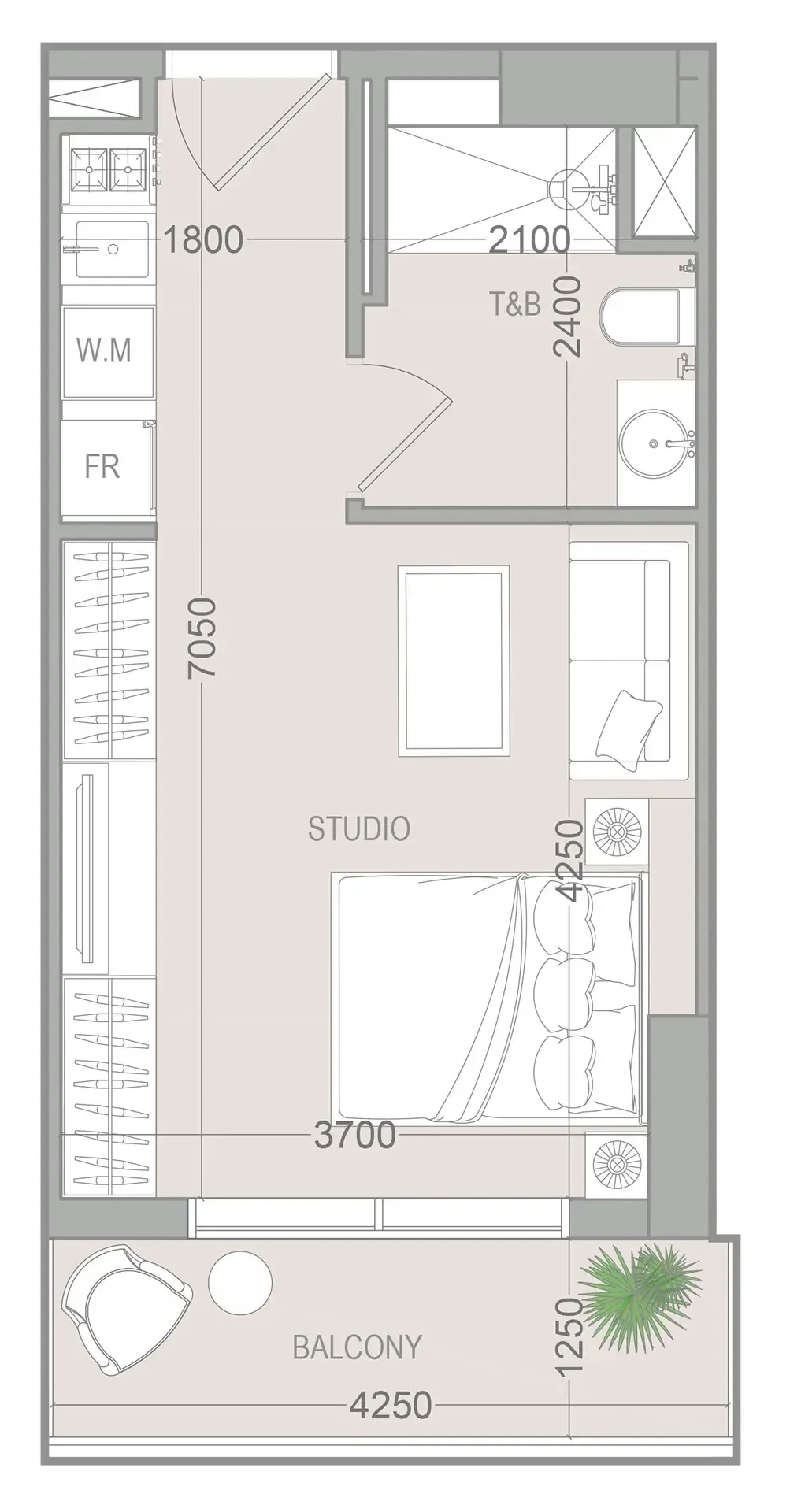 0 bedroom Apartments floor plan at VERDAN1A 5