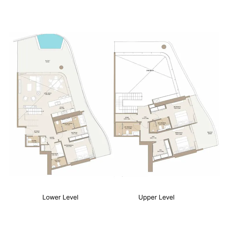 3 bedroom Duplex floor plan at Laguna Residence