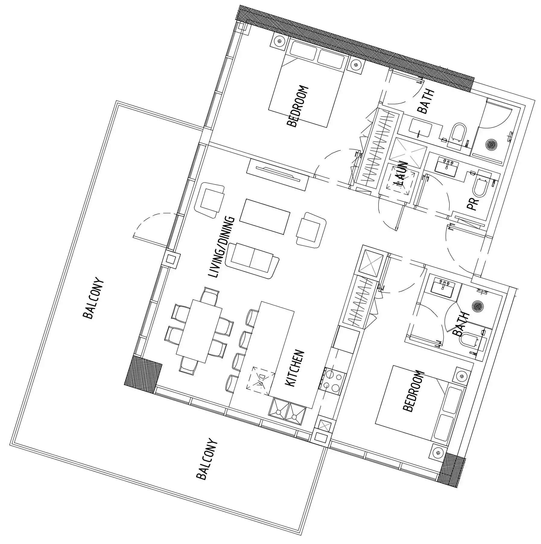 2 bedroom Apartments floor plan at Damac District