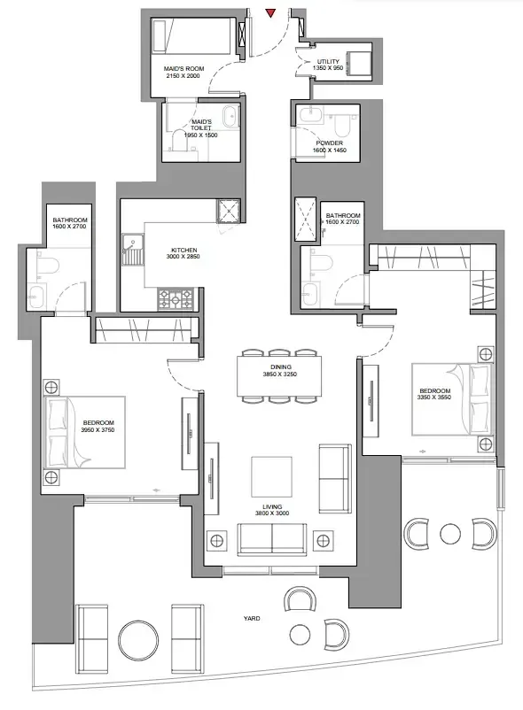 2 bedroom Apartments floor plan at Skyscape