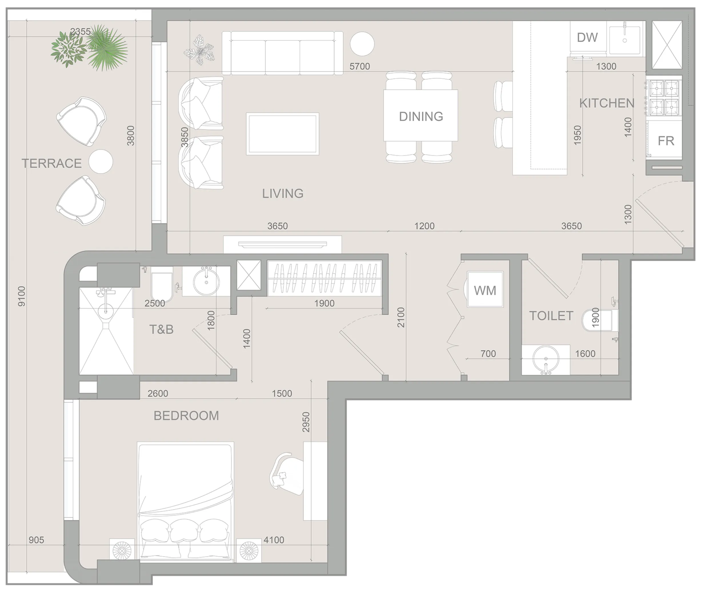 1 bedroom Apartments floor plan at S1LV1ANA Park
