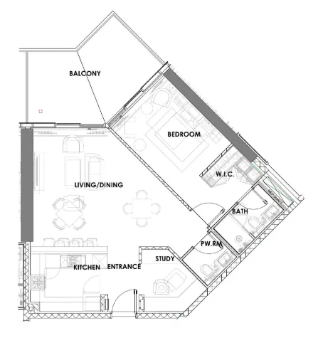 1 bedroom Apartments floor plan at Golf Greens