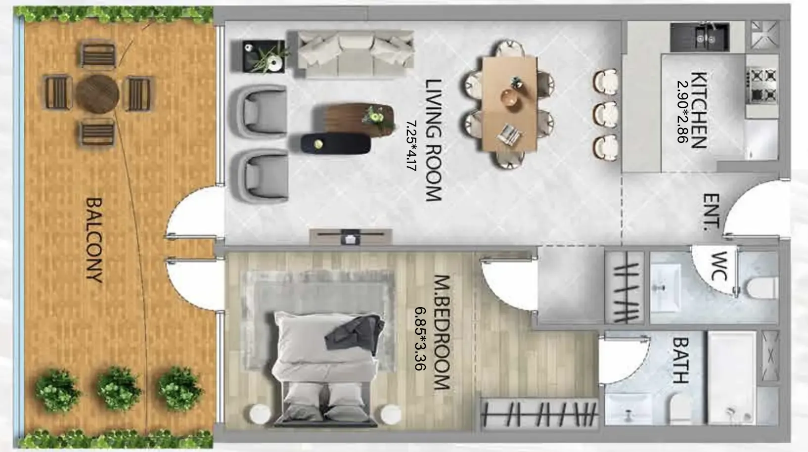 1 bedroom Apartments floor plan at 311 Boulevard