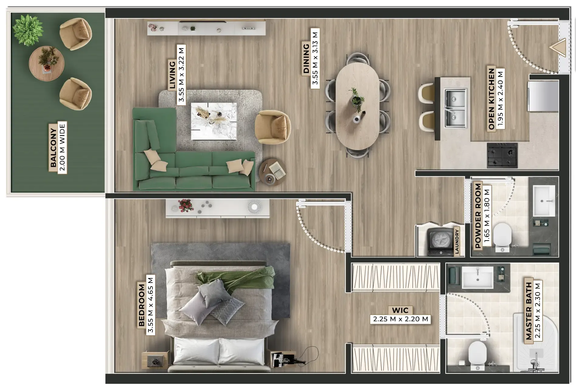 1 bedroom Apartments floor plan at Firoza