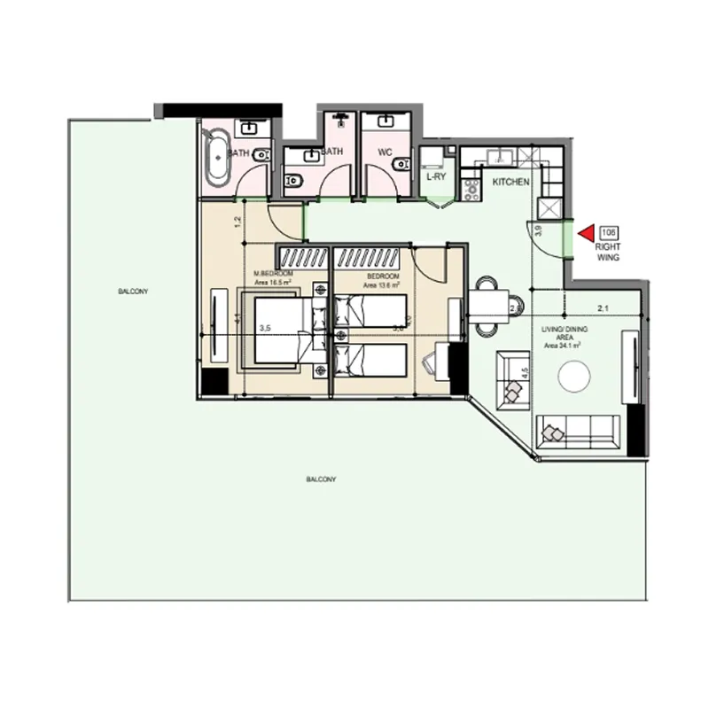 2 bedroom Apartments floor plan at Edgewater Residences 1, 2 and 3