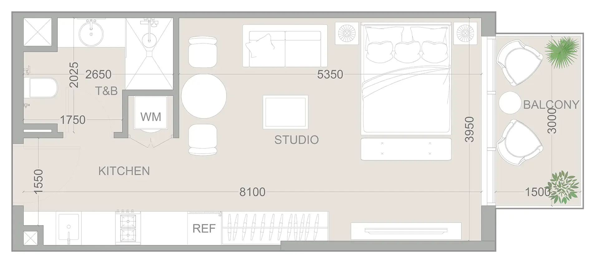 0 bedroom Apartments floor plan at 1WOOD Residence 2
