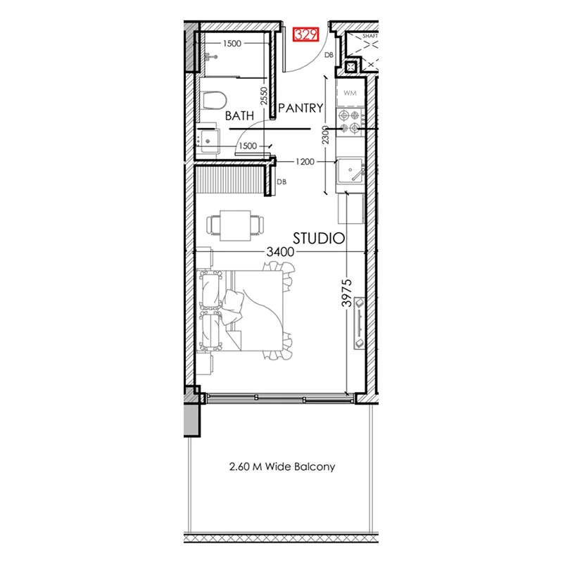 0 bedroom Apartments floor plan at Al Haseen Residences 5